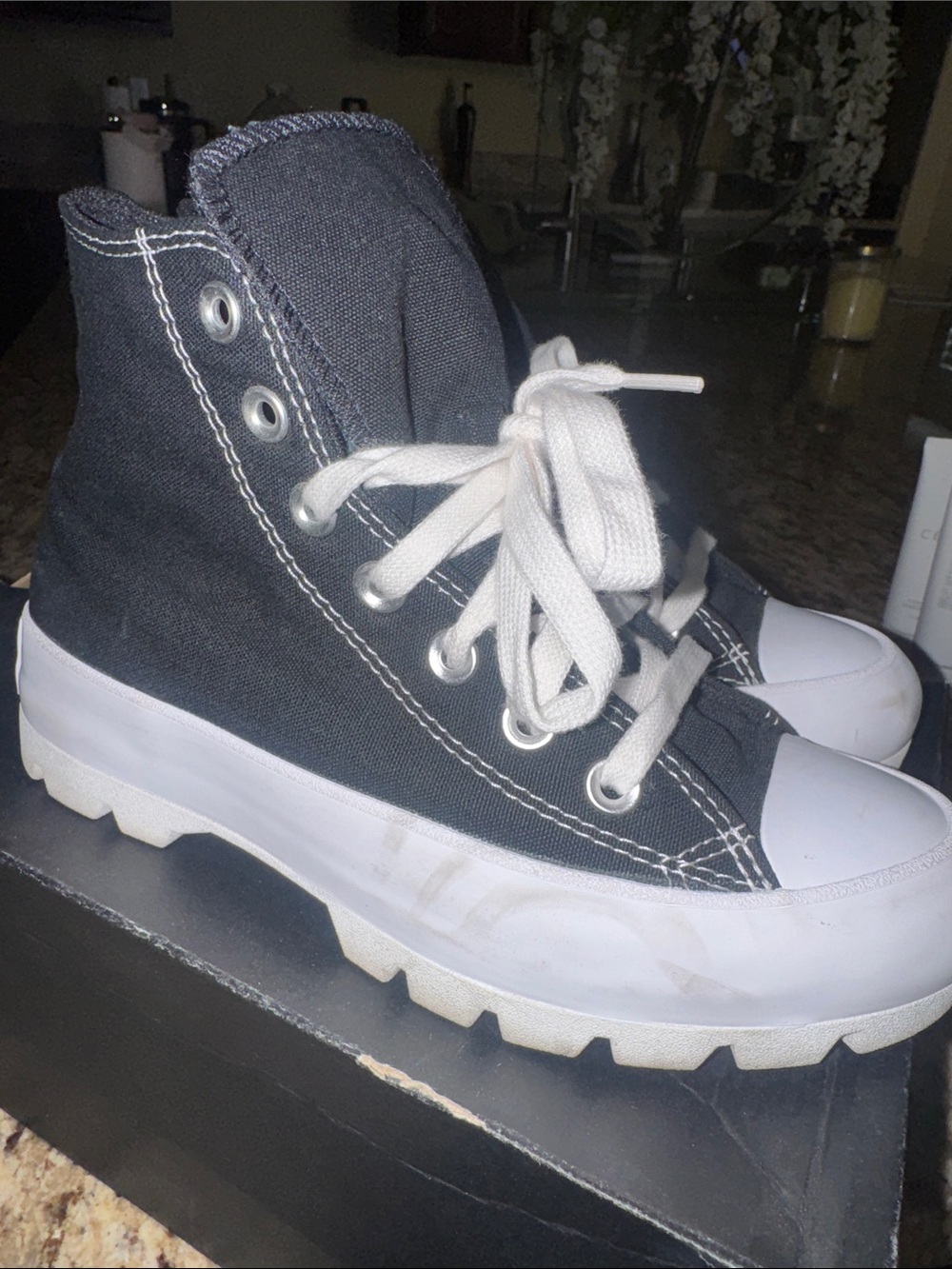 Converse Black Canvas High-Top Sneakers with White Toe & Laces